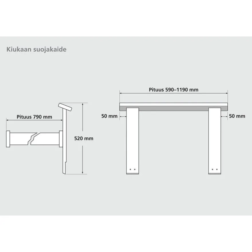 Kiuassuojakaide Hermanni, 690mm, puuvalmis, eri vaihtoehtoja
