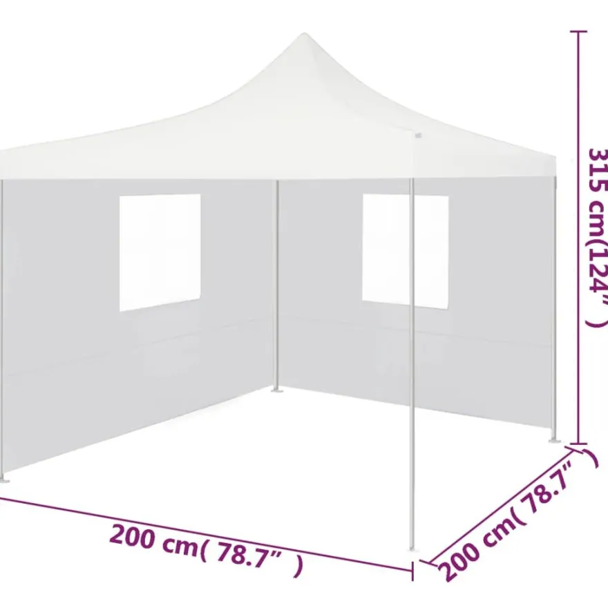 Kokoontaittuva juhlateltta 2 sivuseinää 2x2 m teräs valkoinen