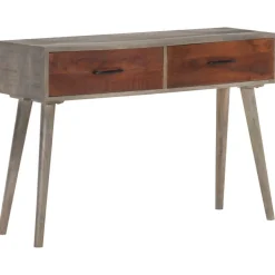 Konsolipöytä 110x35x75 cm karkea mangopuu harmaa