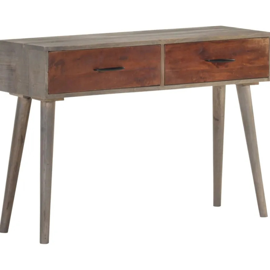 Konsolipöytä 110x35x75 cm karkea mangopuu harmaa
