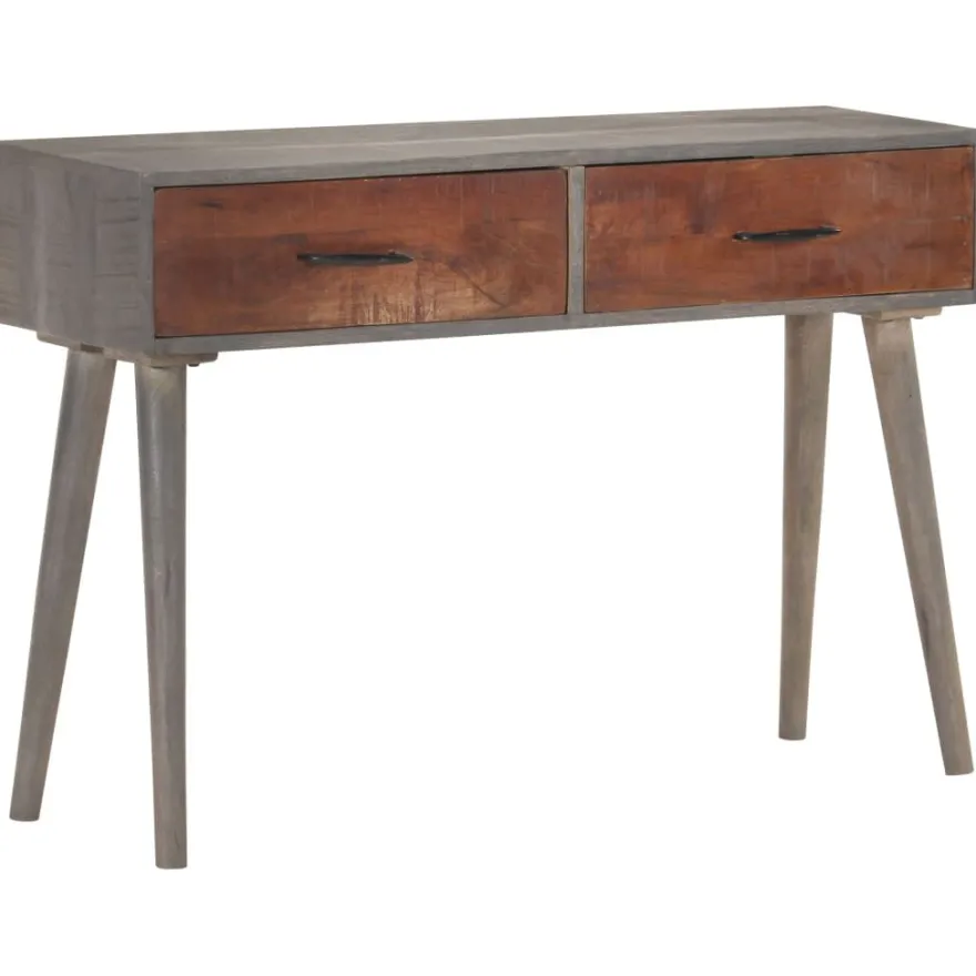 Konsolipöytä 110x35x75 cm karkea mangopuu harmaa