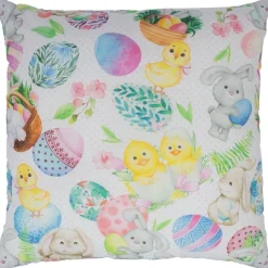 Koristetyyny Home4You LONETA 45x45 cm, kevät ja jänis, monivärinen