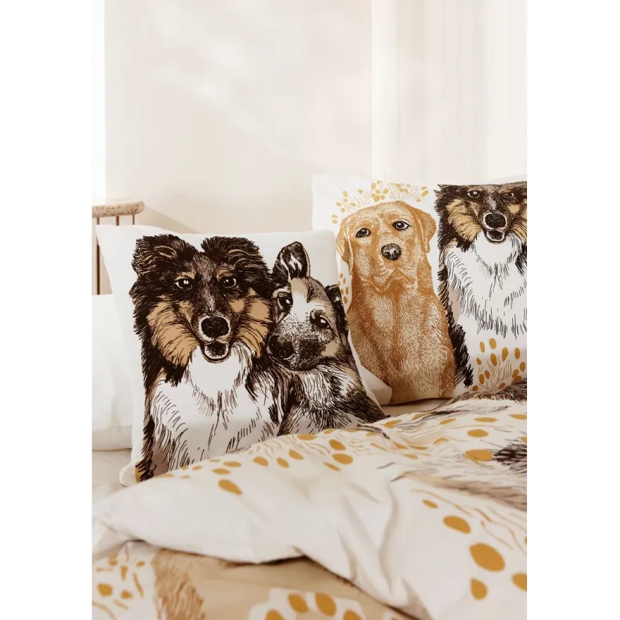 Koristetyynynpäällinen Vallila Ystävykset, 43x43cm, beige