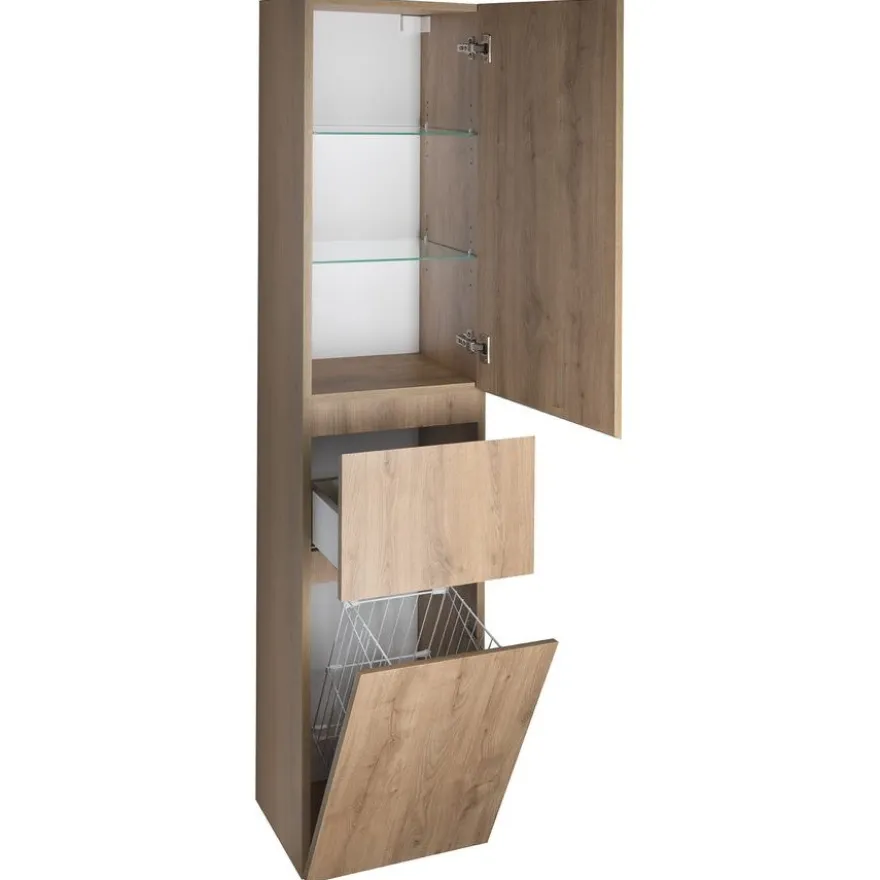 Korkea kaappi Interia Altair, 40x184x31cm, pyykkikorilla, oikea, eri värejä