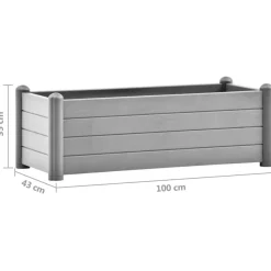 Korotettu kukkalaatikko PP kivenharmaa 100x43x35 cm