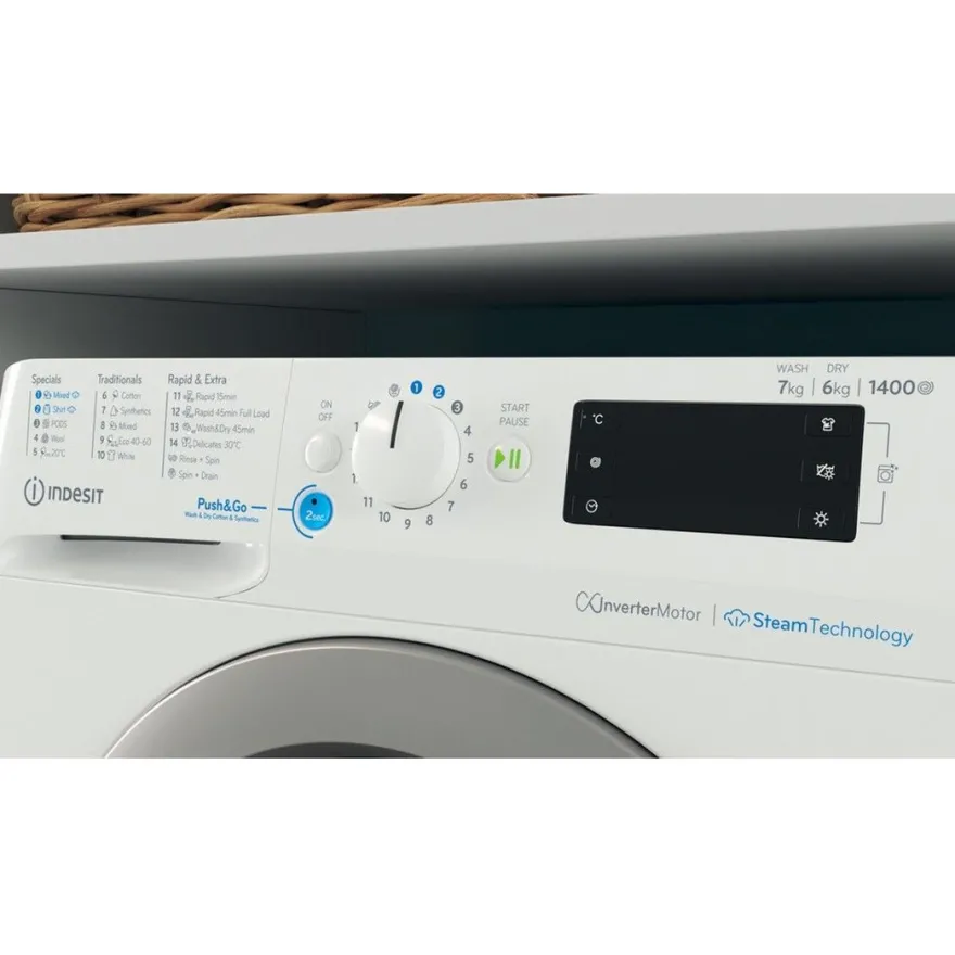 Kuivaava pesukone Indesit BDE76435WSVEE, 60cm, valkoinen