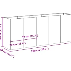 Kukkalaatikko antrasiitti 200x40x80 cm kylmävalssattu teräs (60726)