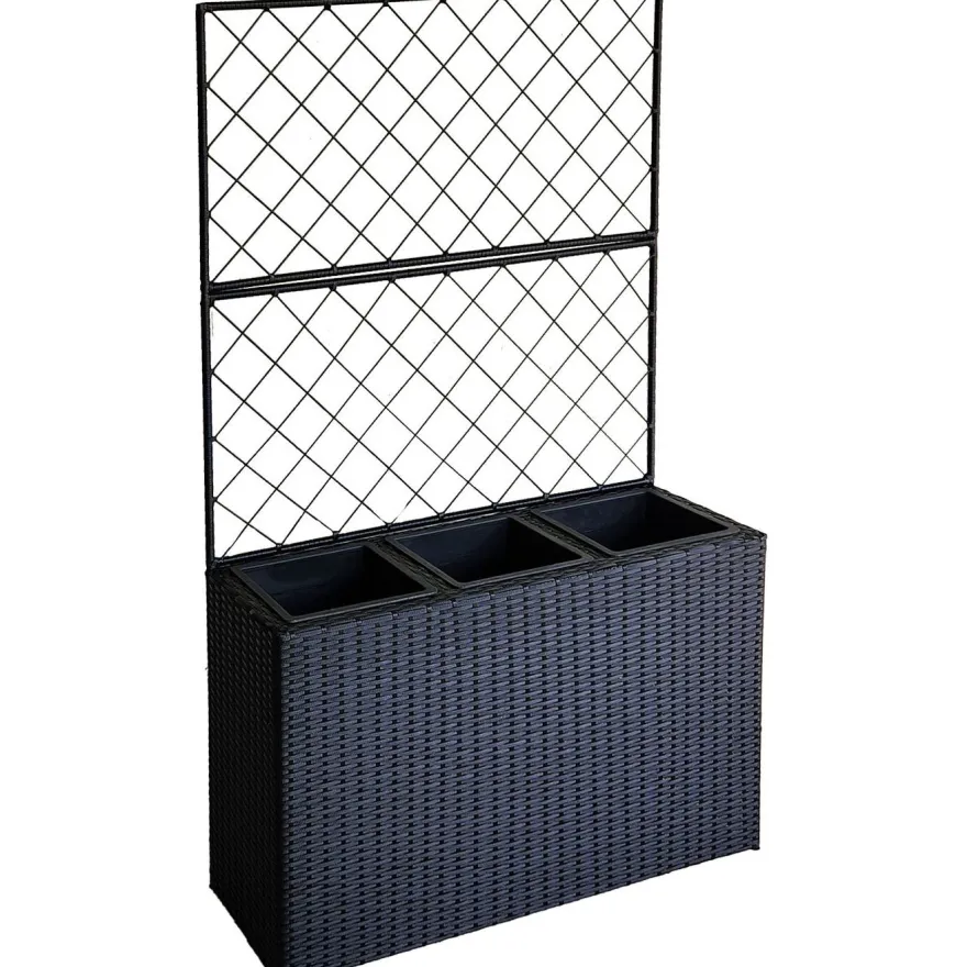 Kukkalaatikko Home4You WICKER säleiköllä 83x29xK55/146 cm, musta