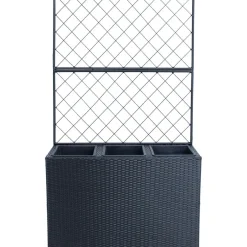 Kukkalaatikko Home4You WICKER säleiköllä 83x29xK55/146 cm, musta