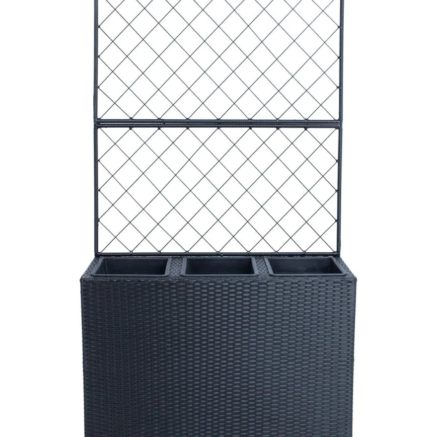 Kukkalaatikko Home4You WICKER säleiköllä 83x29xK55/146 cm, musta