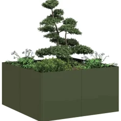 Kukkalaatikko oliivinvihreä 80x80x40 cm kylmävalssattu teräs (60741)