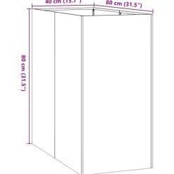 Kukkalaatikko valkoinen 40x80x80 cm teräs (60774)