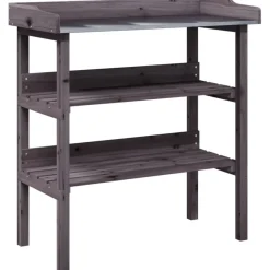 Kukkapöytä hyllyillä harmaa 78x38x82,5 cm, kuusi