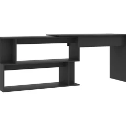 Kulmapöytä harmaa 200x50x76 cm lastulevy