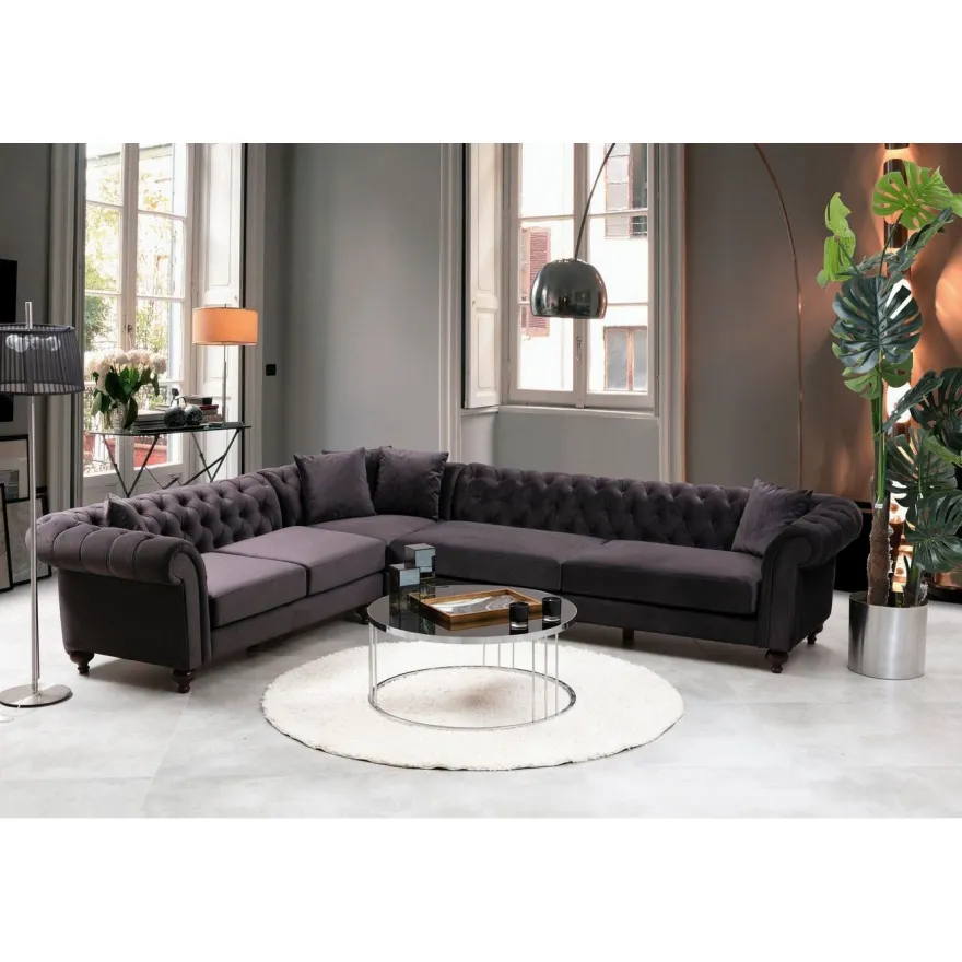 Kulmasohva Linento Furniture Bogart, vasen, ruskea