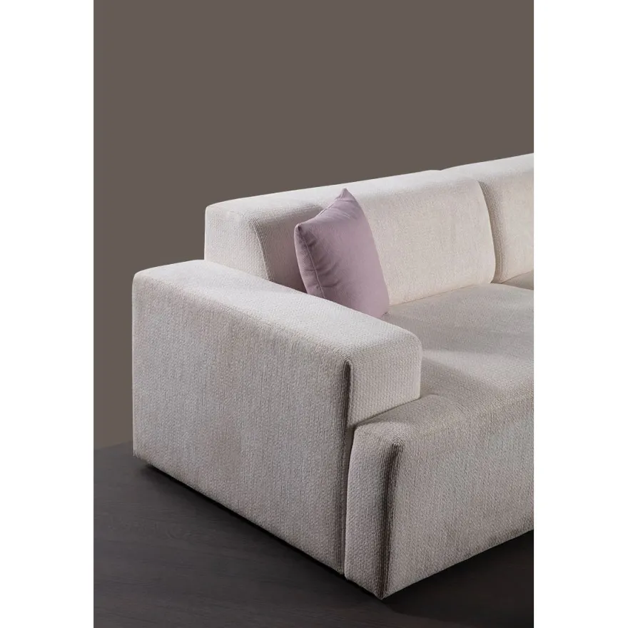 Kulmasohva Linento Furniture Melva, 5-istuttava, rahilla, valkoinen