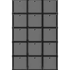 15 kuution esittelyhylly + laatikot musta 103x30x175,5cm