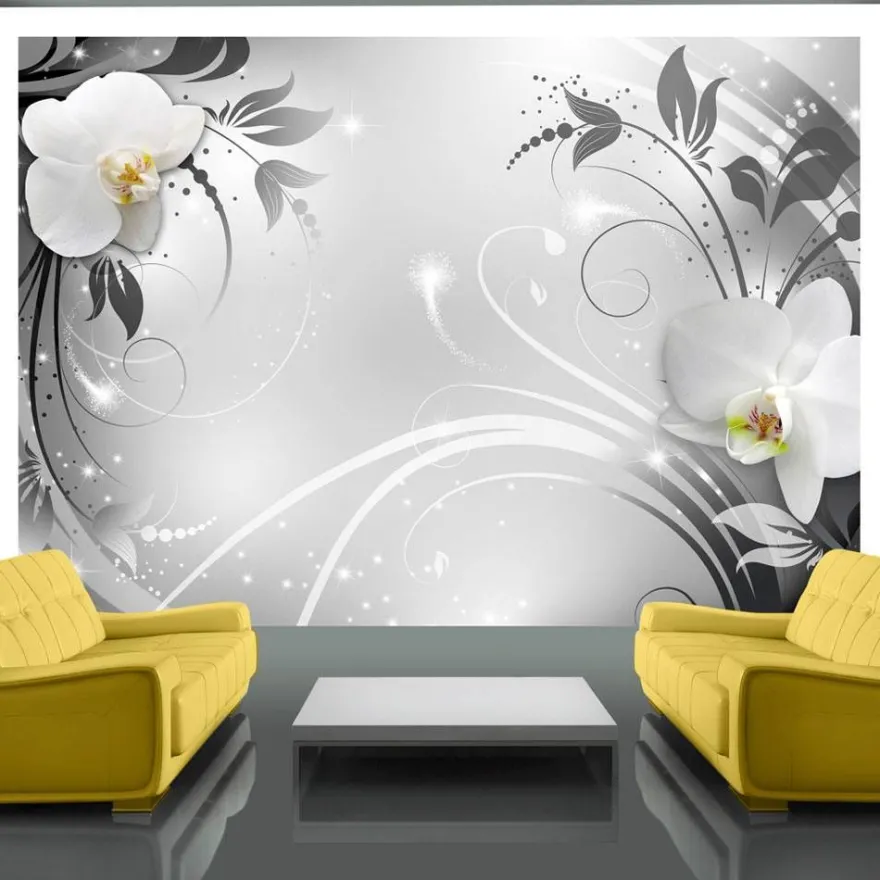 Kuvatapetti Artgeist Orchids on silver, eri kokoja