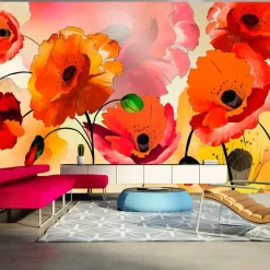 Kuvatapetti Artgeist Velvet poppies, 500x280cm, oranssi