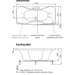 Kylpyamme Westerbergs Ocean 160SQ 2.0, akryyli, valkoinen