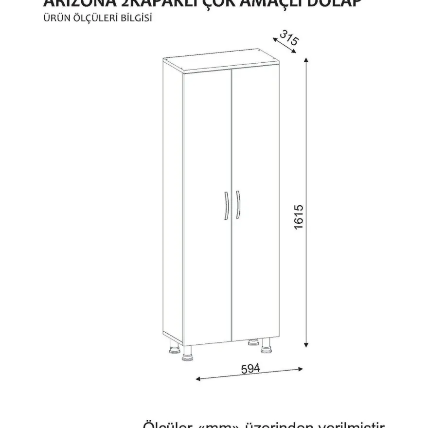 Kylpyhuoneen kaappi Linento Furniture Arizona 2, 59.4x173.6cm, valkoinen