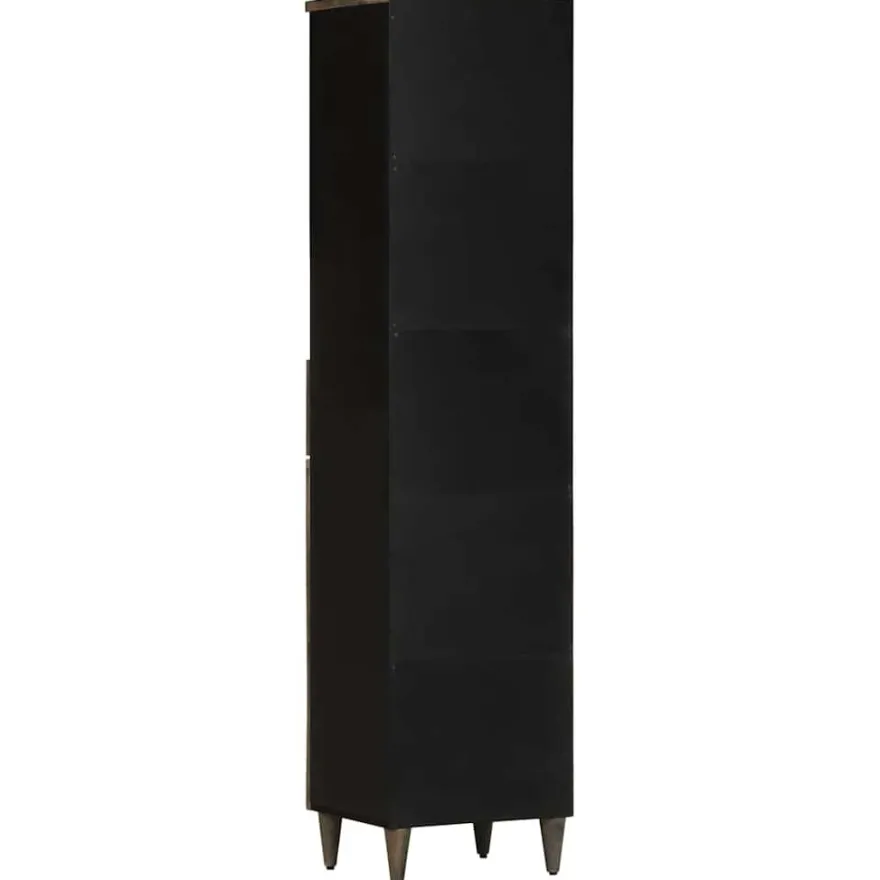Kylpyhuoneen korkea kaappi 38x33x160 cm täysi mangopuu (17814)