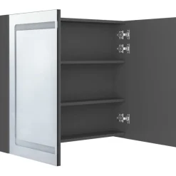 Kylpyhuoneen LED-peilikaappi, harmaa, 80x12x68cm