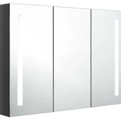 Kylpyhuoneen LED-peilikaappi, 89x14x62cm, kiiltävä harmaa