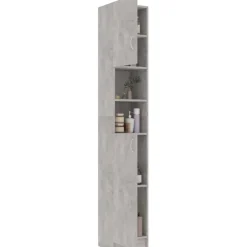 Kylpyhuonekaappi betoninharmaa 32x25,5x190 cm lastulevy