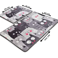 Kylpyhuonemattosetti Linento Meow, 2kpl, harmaa