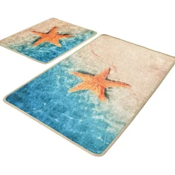 Kylpyhuonemattosetti Linento Stella Marina, 2kpl, sininen/beige