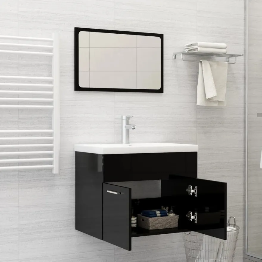Kylpyhuoneryhmä 3-osainen, sis. allaskaappi+allas+peili, eri värejä ja kokoja (07818)