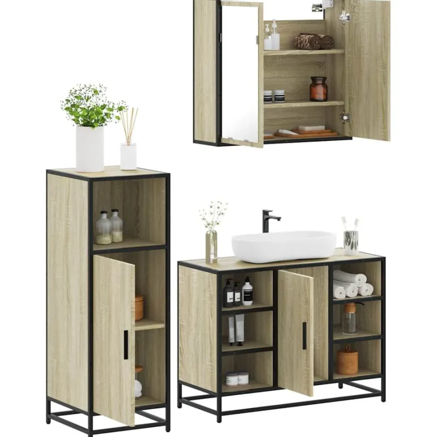 Kylpyhuoneryhmä 3-osainen, sis. allaskaappi + peilikaappi, eri värejä (42415)
