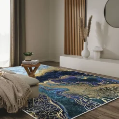 Kynnysmatto Linento HMNT768, 50x80cm, sininen/kulta