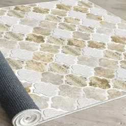 Käytävämatto Linento Els2389, 80x120cm, beige/valkoinen