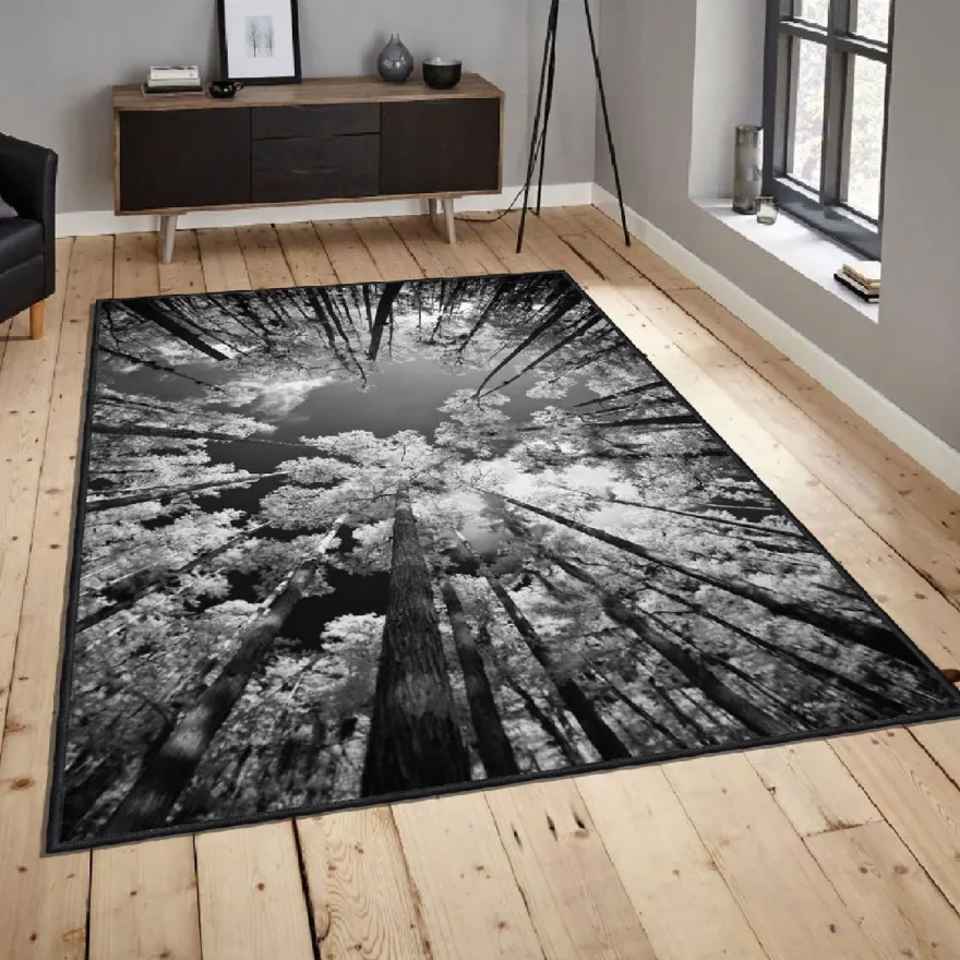 Käytävämatto Linento Els1902, 80x120cm, mustavalkoinen
