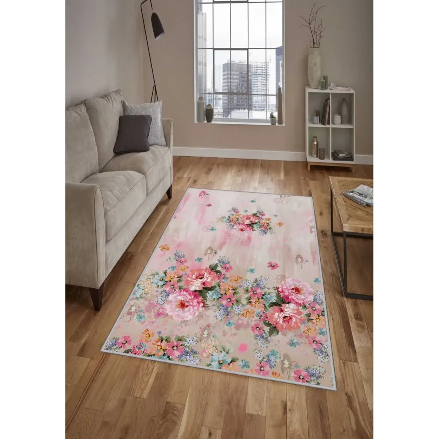 Käytävämatto Linento EXFAB316, beige/roosa, eri kokoja
