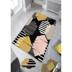Käytävämatto Linento HMNT134, 80x150cm, musta/keltainen