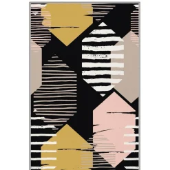 Käytävämatto Linento HMNT134, 80x150cm, musta/keltainen