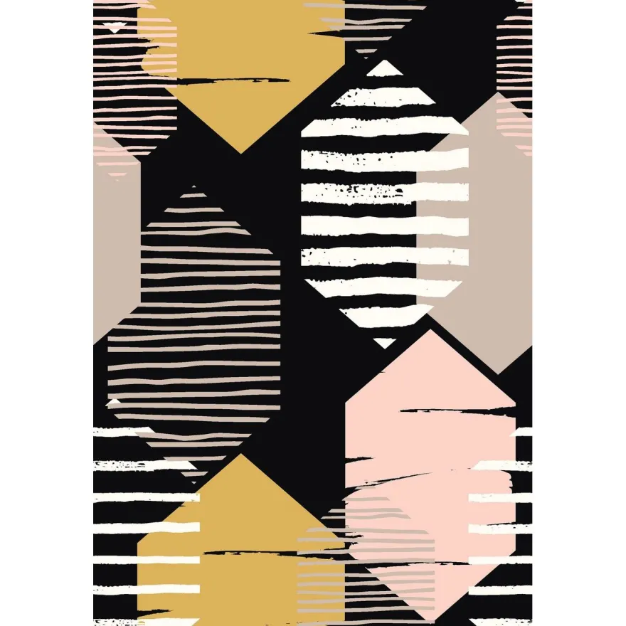 Käytävämatto Linento HMNT134, 80x150cm, musta/keltainen