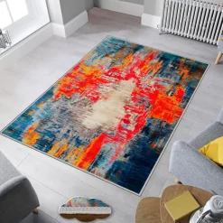 Käytävämatto Linento Wookece317, 80x150cm, punainen/sininen
