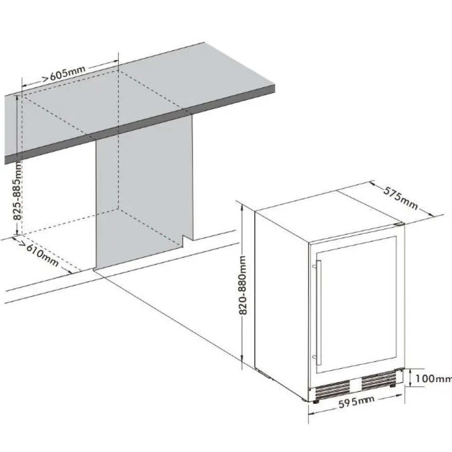 Laatikkojääkaappi Frigelux RE2T136A, 59,5cm, 77 l, teräs