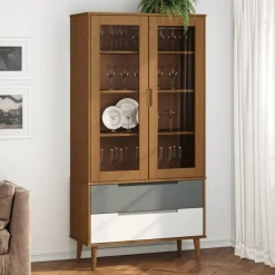 Lasikaappi Molde 90x35x175cm, mänty, eri värejä
