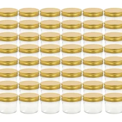 Lasiset hillopurkit kullan värisillä kansilla 48 kpl 110 ml