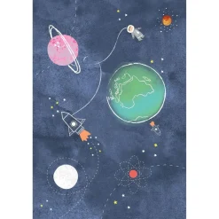 Lastenhuoneen matto Linento HMNT511, 80x150cm, sininen