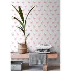 Lastenhuoneen tapetti ESTA Jungle Fever 138992, non-woven, eläin, valkoinen/vaaleanpunainen