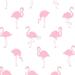 Lastenhuoneen tapetti ESTA Jungle Fever 138992, non-woven, eläin, valkoinen/vaaleanpunainen
