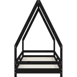 Lasten sängynrunko Talo 80x200 cm, mäntyä, musta