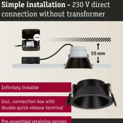 LED-alasvalo Paulmann Cole Ø88mm IP44 6W 470lm himmennettävä 2700K