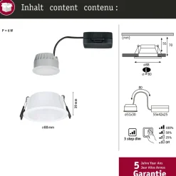 LED-alasvalo Paulmann Cole Ø88mm IP44 6W 470lm himmennettävä 2700K
